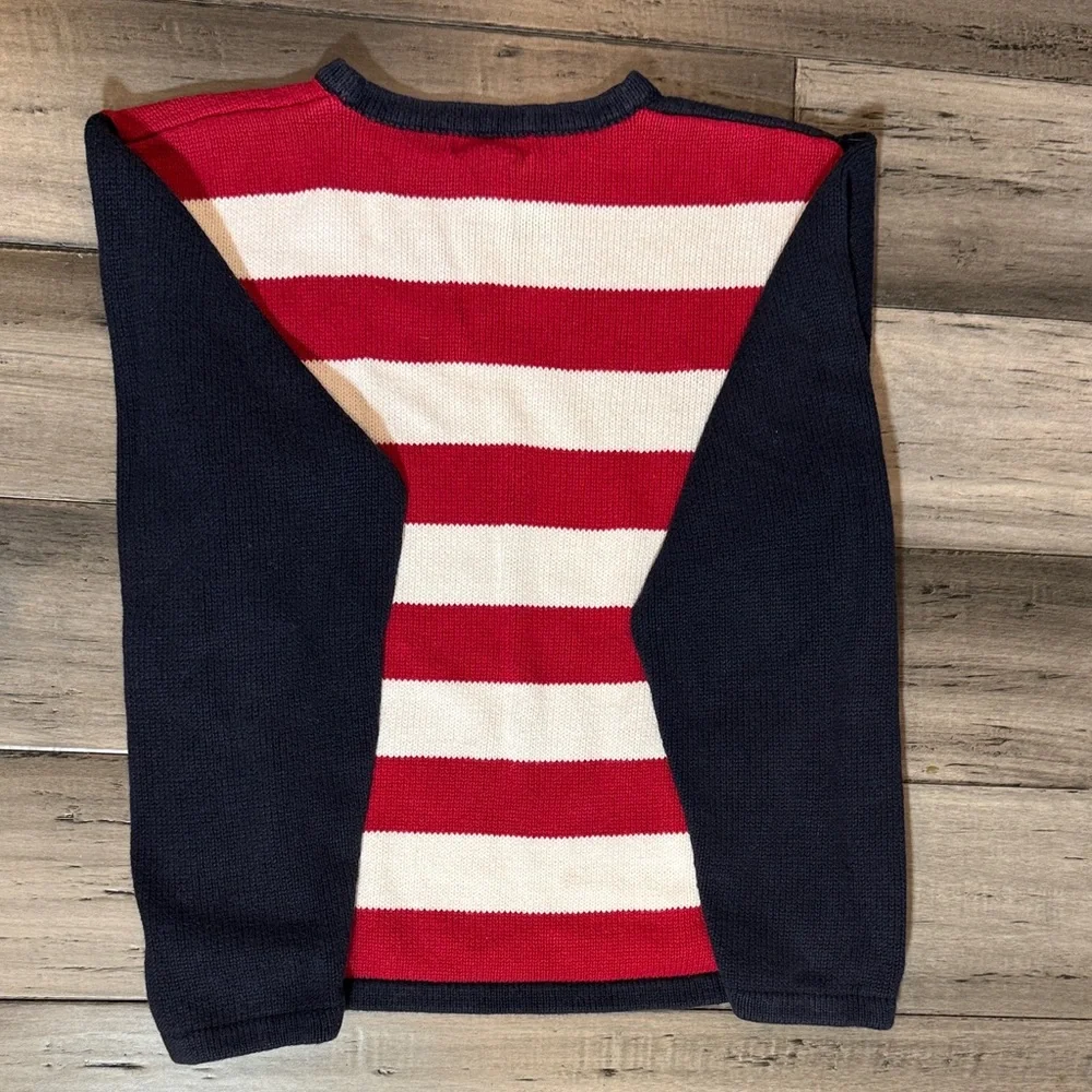 VTG Christopher & Banks woman American Flag Crewneck Sweater -Red, White & Navy - Picture 9 of 12